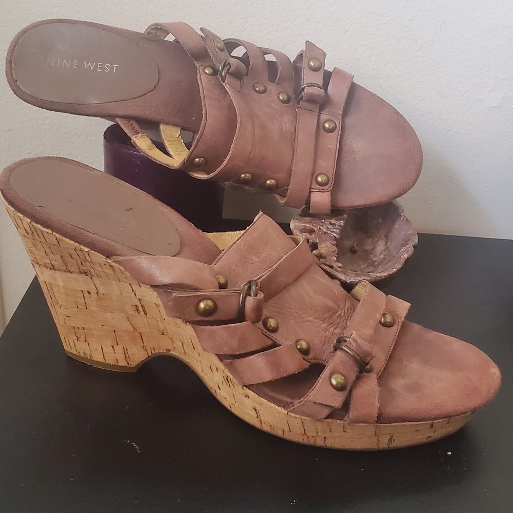 NINE WEST Soft Leather Strappy Sandals Size7.5